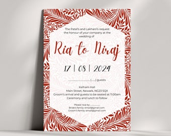 Elegant English Indian Wedding Reception Save the Date Digital Invitation Template | Editable | Modern |