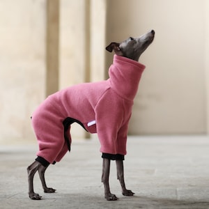 Clothes for italian greyhounds - Pink fleece jumpsuit for italian greyhounds