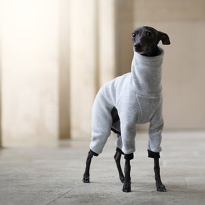 Clothes for italian greyhounds - Grey melange fleece jumpsuit for italian greyhounds