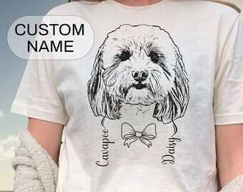 Personalized Cavapoo Line Art Shirt - Custom Dog Name Tee