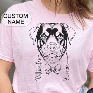 Custom Rottweiler Shirt Personalized Dog Line Art Shirt Pet Tshirt, Custom Dog Name Shirt, Rottweiler Lover Shirt, Custom Dog Name Shirt