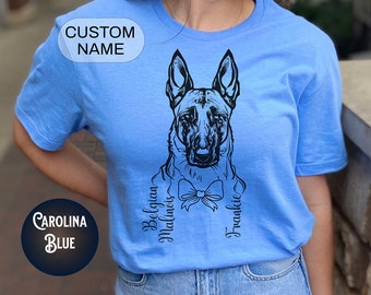 Custom Belgian Malinois Line Art Shirt, Personalized Dog Tee