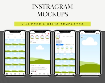 Instagram mobile mockup templates | Canva Instagram frames to create Instagram feed | Editable Instagram profile mockup | IG post mockup