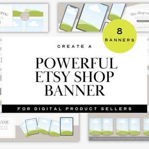 Etsy banner template for digital product Etsy sellers: Canva banners for Etsy branding, Etsy shop template and mockups to Sell on Etsy
