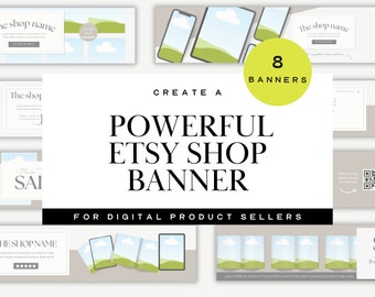 Etsy banner template for digital product Etsy sellers: Canva banners for Etsy branding, Etsy shop template and mockups to Sell on Etsy