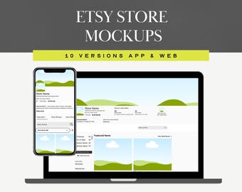 Etsy Shop Mockup, Drag and Drop Etsy Store Design Template, Canva Digital Mockup for Etsy Banner & Etsy Shop Kit, layout for Etsy sellers