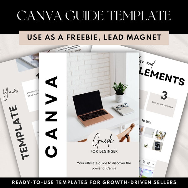 Plantilla de guía del curso de Canva: tutorial de Canva para vendedores de productos digitales: manual de Canva para usar como obsequio, Lead Magnet o revender como PDF