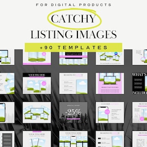 Etsy listing template for digital products: Mockup Bundle, listing photo template for sellers, Etsy thumbnail, vibrant pink customizable