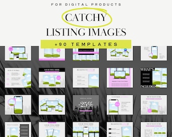 Etsy listing template for digital products: Mockup Bundle, listing photo template for sellers, Etsy thumbnail, vibrant pink customizable