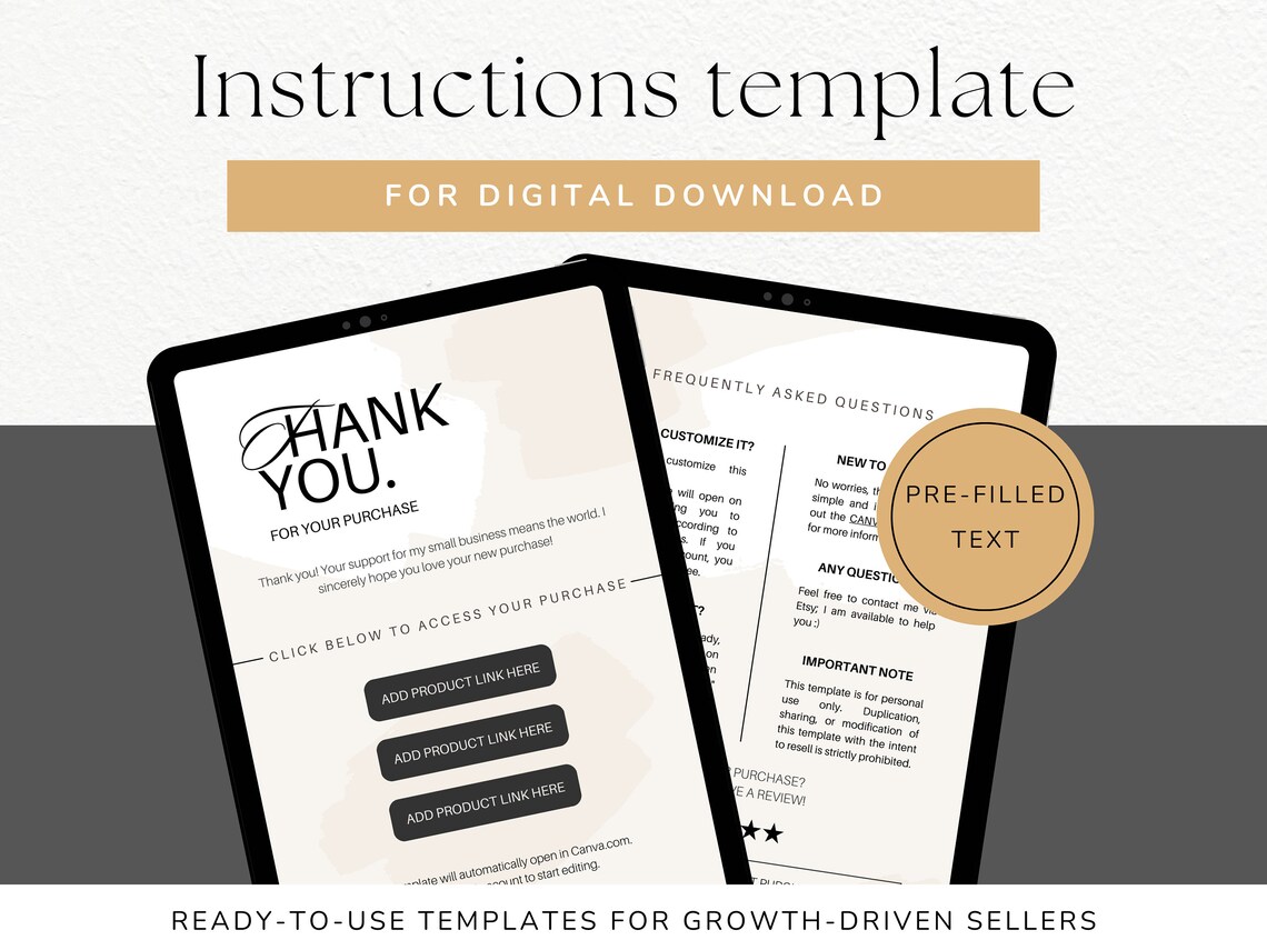 Digital Download Instructions Template to Sell Digital Products on Etsy ...