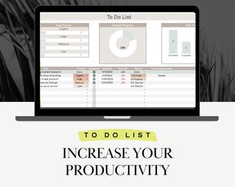 To-Do List Excel Task Planner: Boost Productivity with Time Management & Activity Tracker, Task Priority and subtasks in Google Spreadsheet