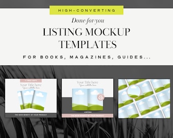 Book Mockups: Etsy Listing Templates, Thumbnails, Book Cover Mockups & Digital Product Image and free guide with tips for selling on Etsy