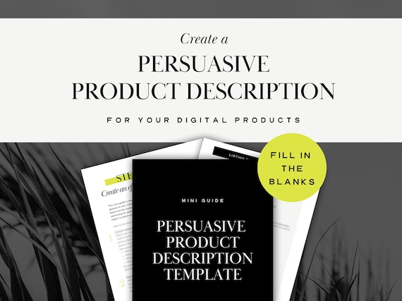 Product Description Template: Guide to writing listing descriptions, Example, Worksheet, and Fill-in-the-Blanks copy for Digital Products