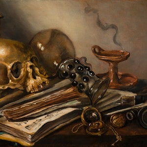 VANITAS STILL LIFE handmade oil painting on linen canvas based on Pieter Claesz
