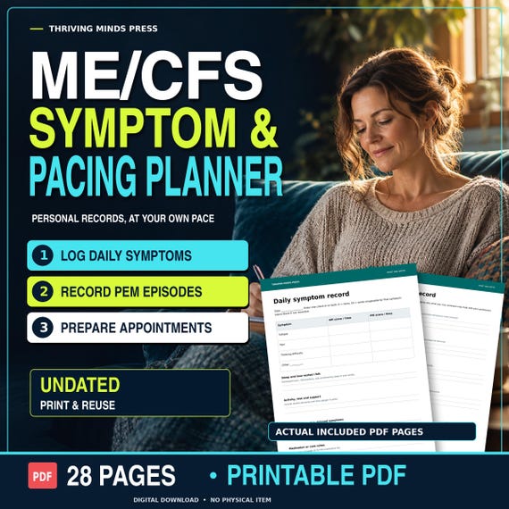 ME/CFS Symptom and Pacing Planner PDF, Chronic Fatigue, Post-Exertional Malaise Log and Appointment Notes