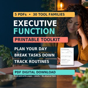 Executive Function Toolkit PDF: Task Initiation, Focus, Dopamine Menu & Planning Tools