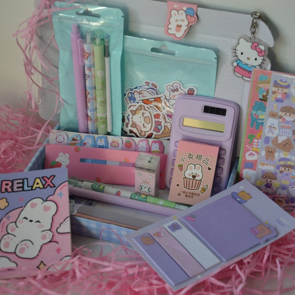 Verjaarsdag geschenk box kado Kawaii stationery cute Kawai stationary pastel Kitty schrijfgerief meisjes