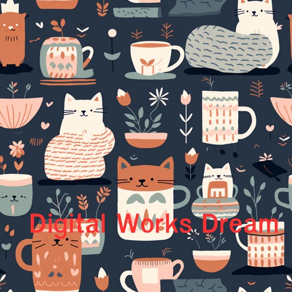 seamless pattern Hygge Harmony Snuggle  Inspired  Danish Comfort Warm Blankets Hot Cocoa Cuddly Creatures  Soft Arrangements