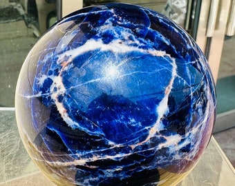 Customized Sodalite Sphere, Large Crystal Ball, Gemstone Sphere, Chakra Healing Stone, Crystal Decor, Aura Metaphysical Decoration Ball