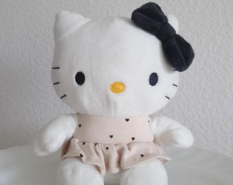 Sanrio x H&M Hello Kitty cat plushie plush toy beige dress w/ hearts 19cm 7in