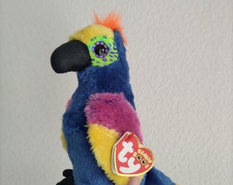 Ty Beanie Boos Wynnie the Macaw bird parrot 6inch colorful plushie Stuffed animal toy w/heart tag