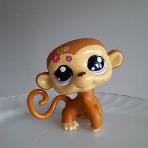 Vintage Hasbro Littlest Pet Shop brown Jumbo Monkey rare Authentic pre-loved deco pet LPS