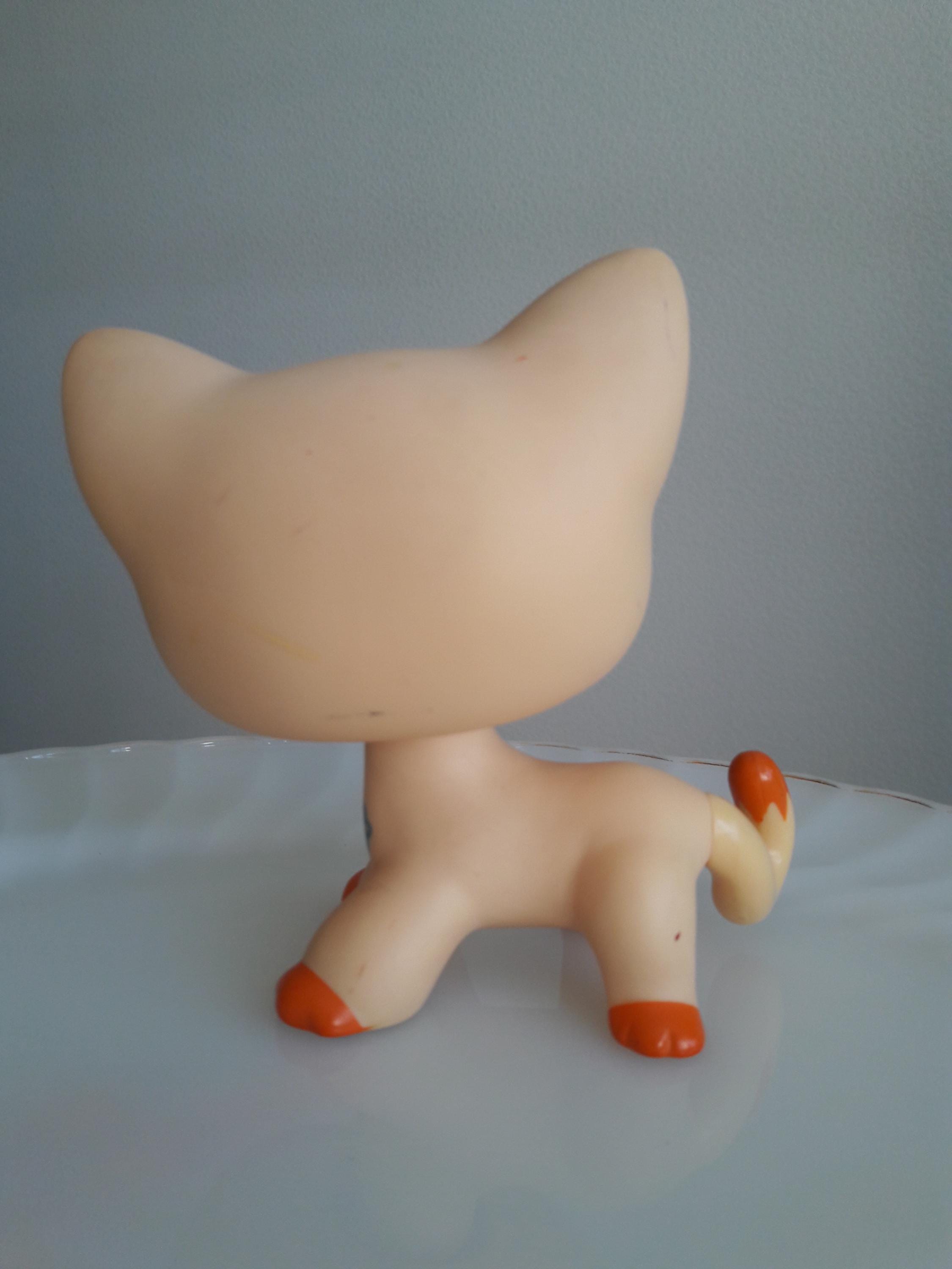 Littlest Pet Shop 5 Jumbo Pink Magenta Deco Short Hair Cat Blue Eye LPS AS IS