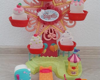 Vintage 2007 Hasbro My Little Pony Ponyville Amusement Park Sweet Sundae Ferris Wheel + accessories, pony MLP playset WORKING
