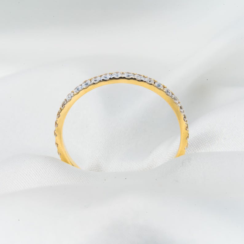 Anello dell'eternità 585 - Anello dell'eternità Capri in oro giallo 14 carati - Anello in vero oro con pietre di zirconia cubica - regalo di Natale perfetto per le donne immagine 3