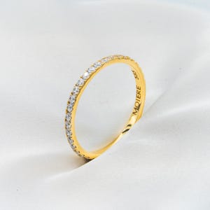 Anello dell'eternità 585 - Anello dell'eternità Capri in oro giallo 14 carati - Anello in vero oro con pietre di zirconia cubica - regalo di Natale perfetto per le donne immagine 2