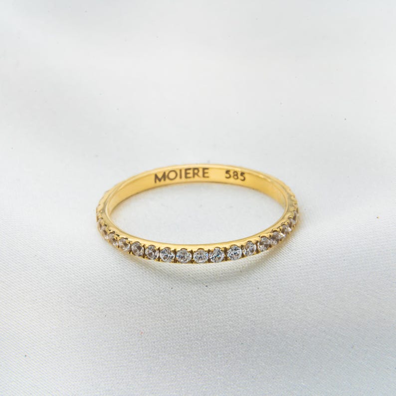 Anello dell'eternità 585 - Anello dell'eternità Capri in oro giallo 14 carati - Anello in vero oro con pietre di zirconia cubica - regalo di Natale perfetto per le donne immagine 4