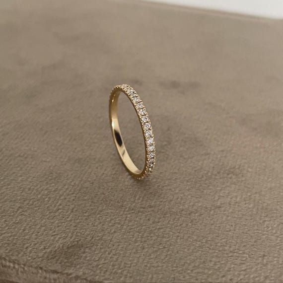 585 eternity ring - 14 karat Gelbgold Eternity Capri Ring - Echtgold Ring mit Zirkonia Steinen - perfektes Geschenk Weihnachten, Frau