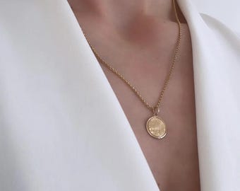 Yellow gold pendant, textured, real gold, 14 karat yellow gold, gold jewelry, gold pendant with gold content hallmark - perfect Christmas gift for women