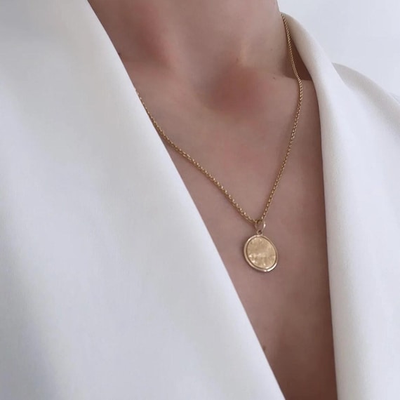 Gelbgold Anhänger Struktur Echtgold 14 Karat Gelbgold Goldschmuck Goldanhänger mit Goldgehalt Stempel - perfektes Geschenk Weihnachten Frau
