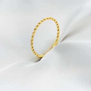 Bague torsadée 585 - Bague torsadée Positano en or jaune 14 carats - Véritable bague en or