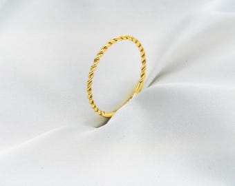 585 Twisted ring - 14 karat yellow gold twisted Positano ring - Real gold ring