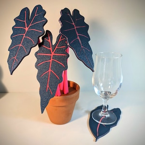 Elephant Ear Plant Coasters - Magnetic house plant coaster set