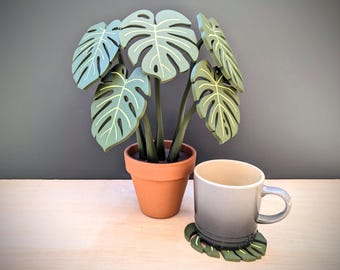 Monstera Plant Coasters - Magnetic house plant coaster set