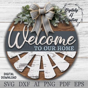 Panneau de bienvenue de moulin à vent de Boho | Fichier découpé au laser | Modèle SVG | Fichier Cricut | Accroche-porte de ferme | Décoration d'intérieur Glowforge | Téléchargement numérique