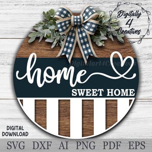 Panneau de bienvenue Boho Home Sweet Home | Fichier découpé au laser | Modèle SVG DXF | Accroche-porte de ferme | Décoration d'intérieur Glowforge | Téléchargement numérique
