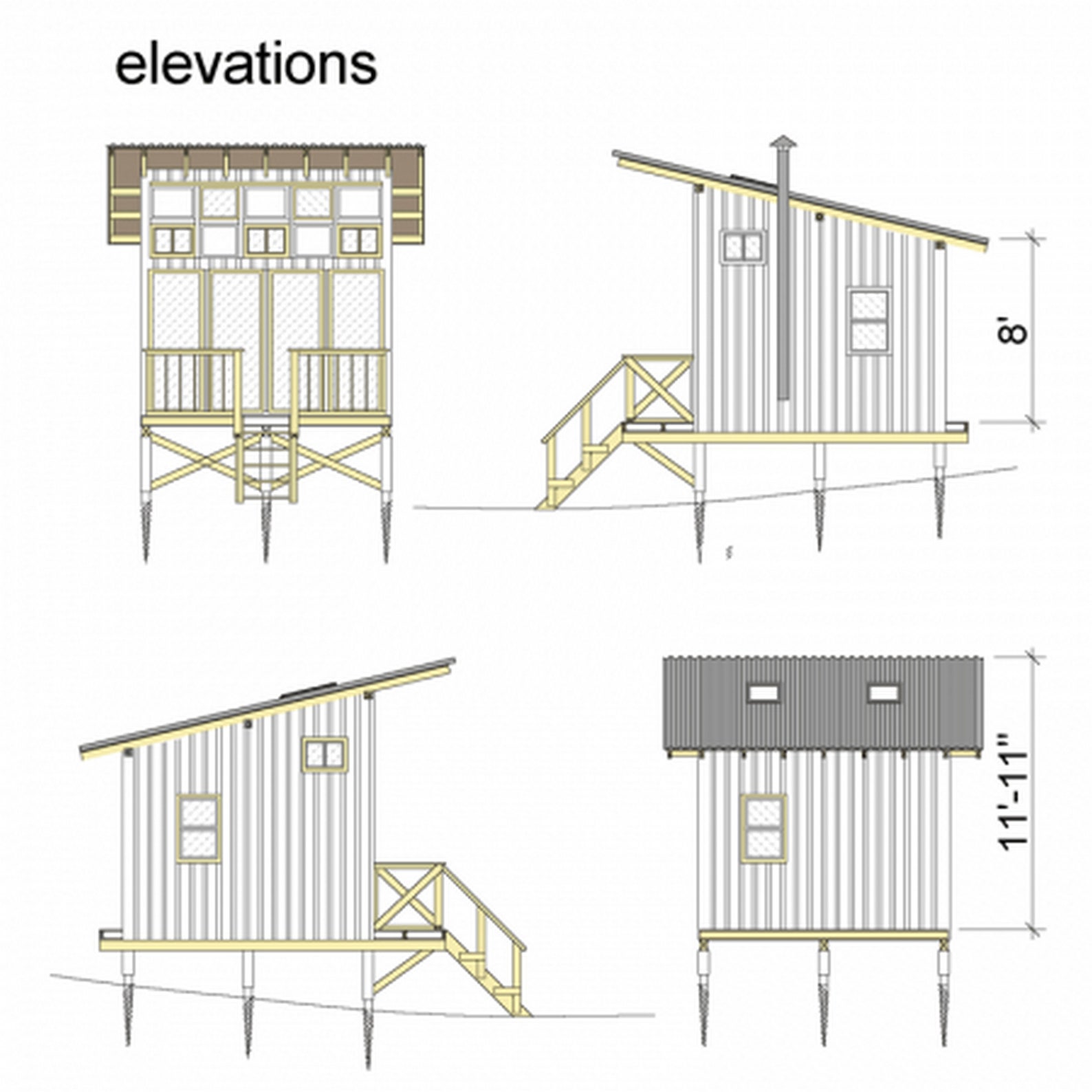 Small Cabin Loft DIY Build Plans 12' X 20' Tiny House Blueprint PDF