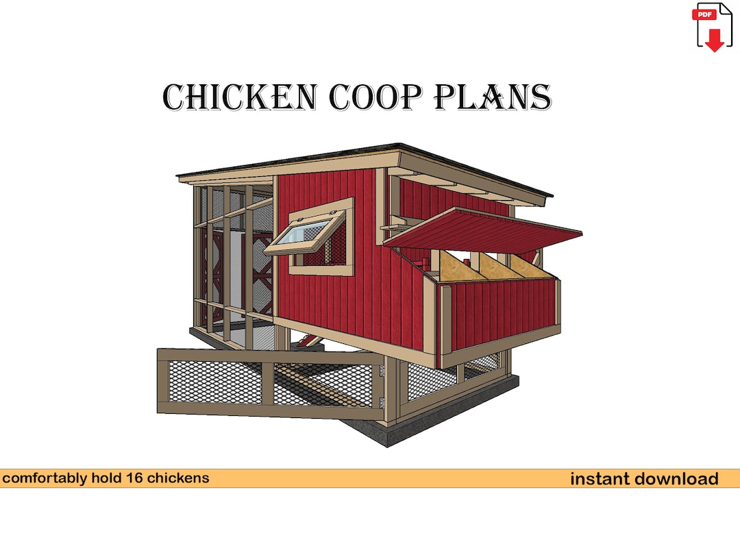 EFFICIENT Chicken Coop Plans DIY Backyard Hen House Large 20 Bird Free ...