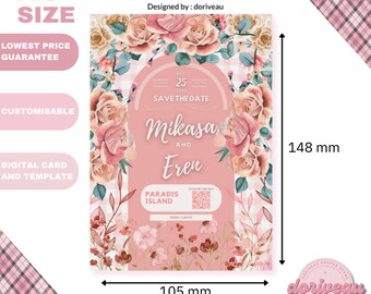 Pastel Pink Floral Digital Wedding Invitation Card Template