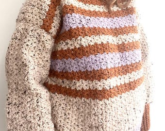 Delightful Jumper - Tweed Wool Crochet Sweater Pattern PDF - Cosy Crochet Pullover - Beginner