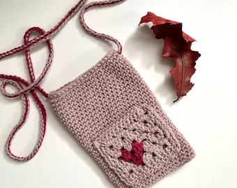 Crochet Phone Bag Pattern – Granny Heart Design (PDF)