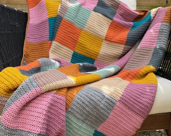 Amigo Blanket - Colourful Patchwork Crochet Blanket Pattern PDF - Stranded Colourwork - Advanced Beginner
