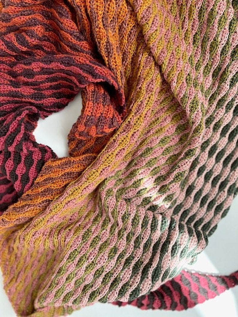Sweet Almonds Shawl - Asymmetrical Wave Crochet Shawl Pattern PDF - Cotton Yarn - Advanced Beginner image 2