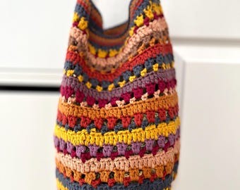 Crochet Market Bag Pattern – Easy Colorful Cotton Tote (PDF)