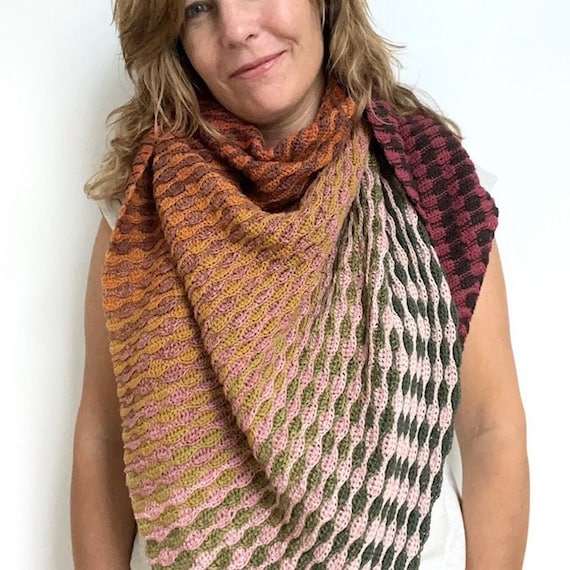 Sweet Almonds Shawl - Asymmetrical Wave Crochet Shawl Pattern PDF - Cotton Yarn - Advanced Beginner