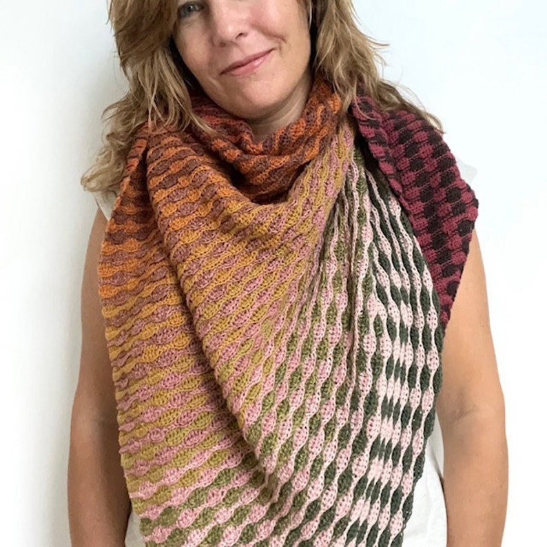 Sweet Almonds Shawl - Asymmetrical Wave Crochet Shawl Pattern PDF - Cotton Yarn - Advanced Beginner image 1